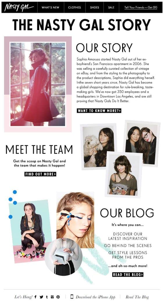 Brand story email template