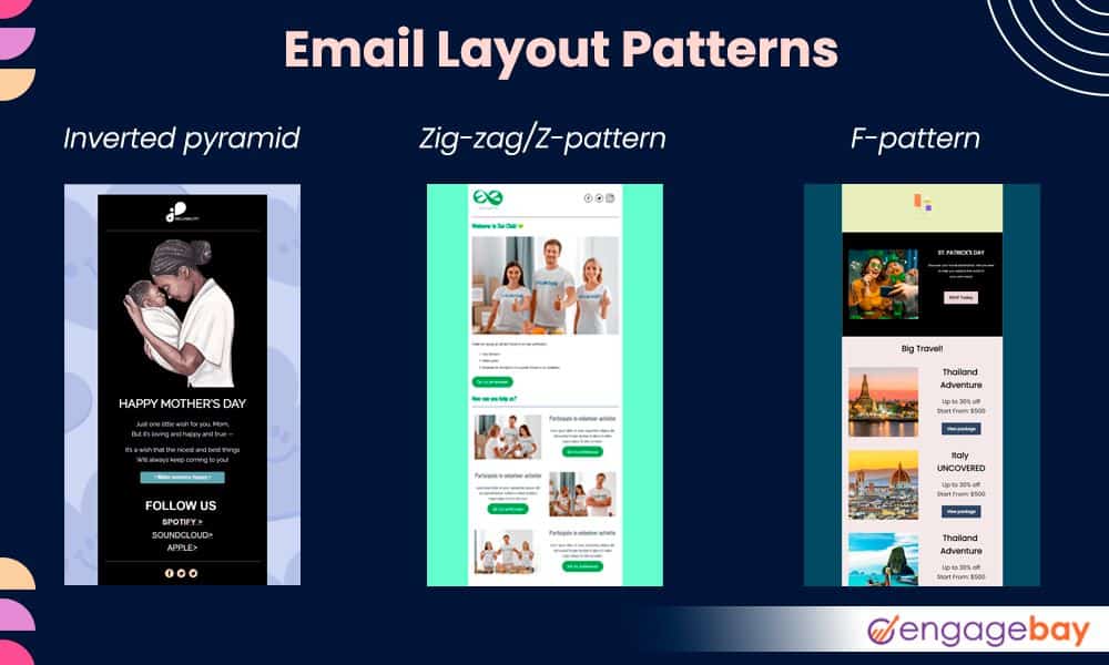 Email layout patterns
