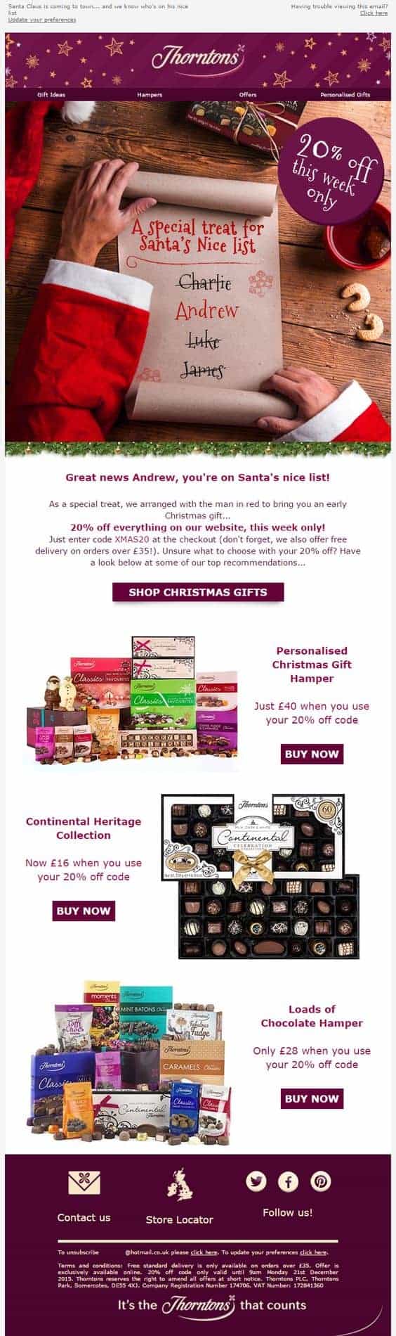 Thorntons discount email
