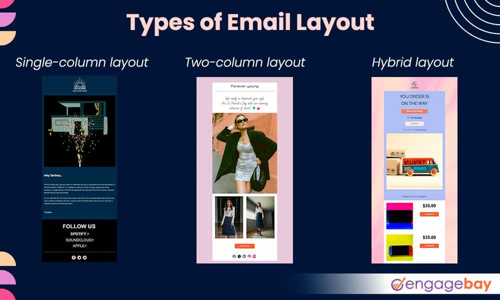 Email layout types
