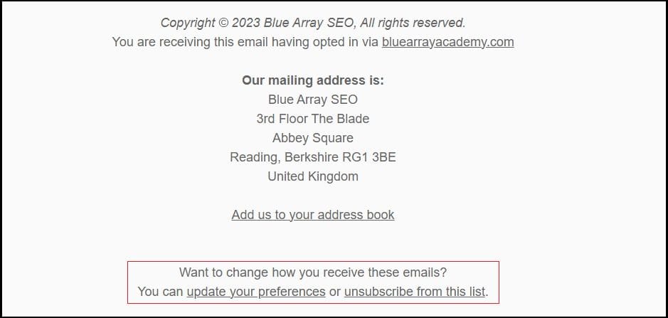 Unsubscribe link to improve email deliverability