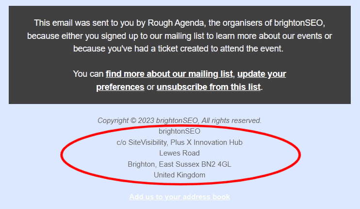 Email sender location