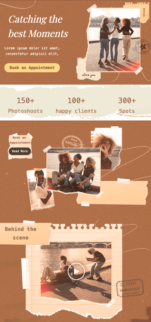 Photoshoot booking email template from EngageBay