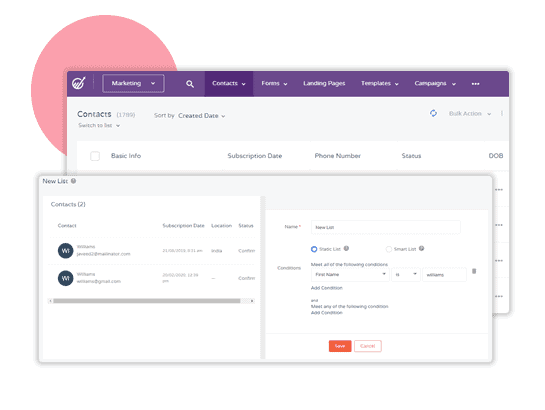 contact segmentation in EngageBay