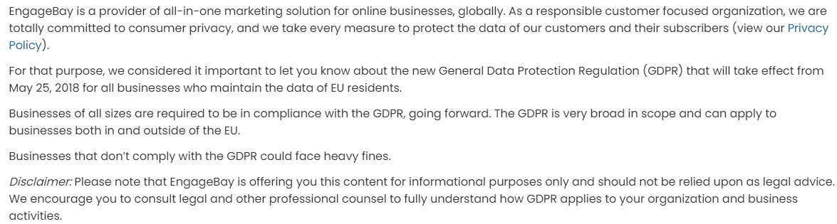 EngageBay GDPR Policy