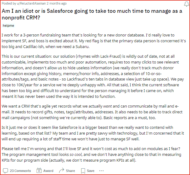 CRM experience complaint on reddit CRM experience complaint on reddit