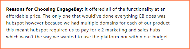 EngageBay customer feedback
