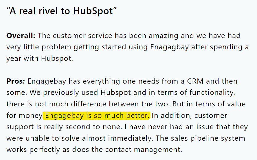 Hubspot switcher feedback