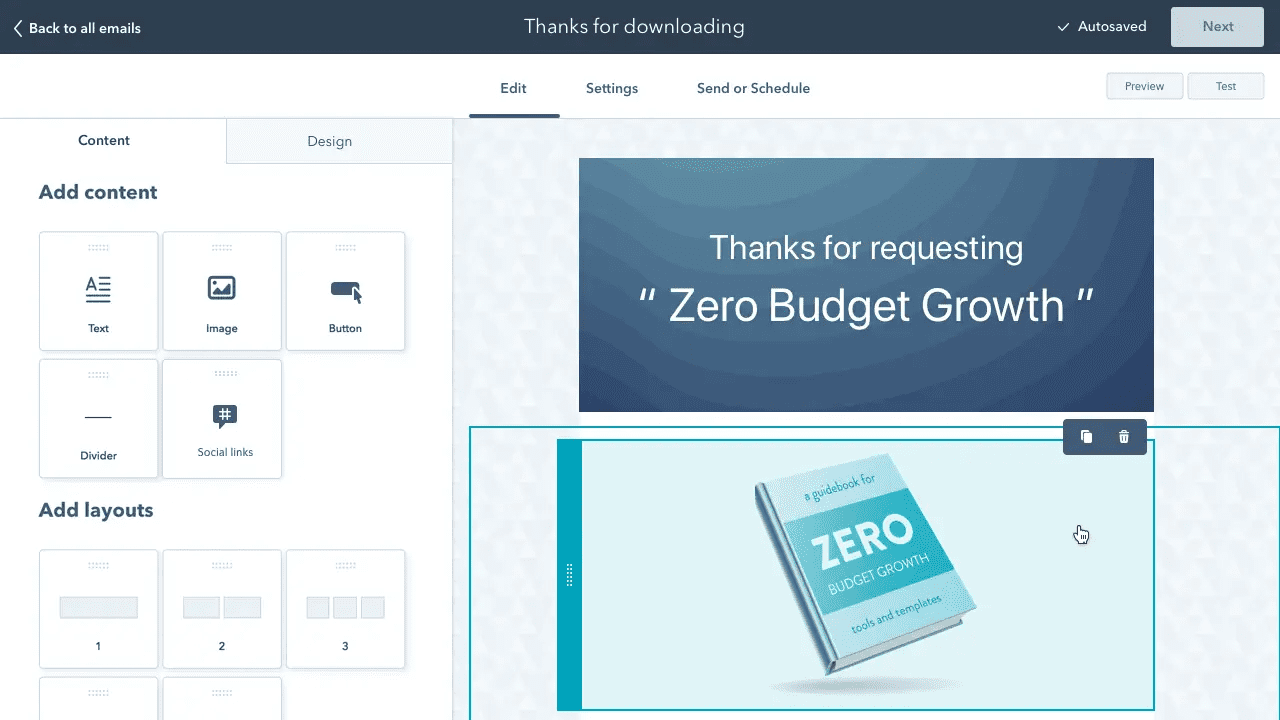 HubSpot Email dashboard