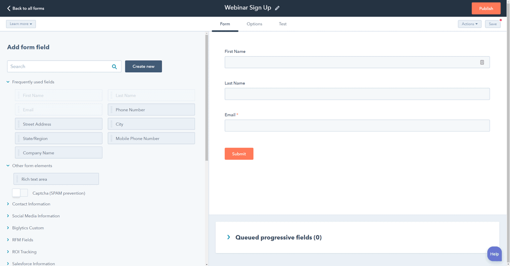 HubSpot form