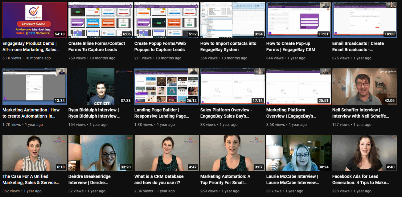 EngageBay videos