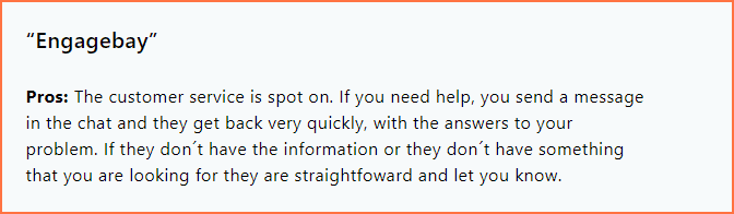 EngageBay review about customer service