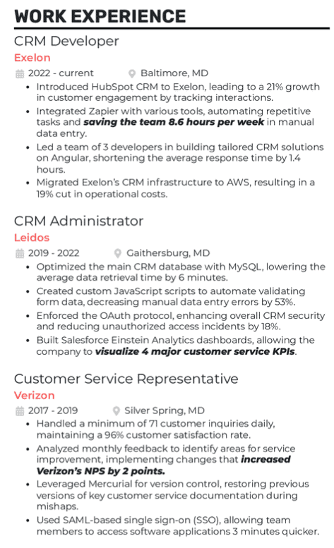 Reverse chronology technique while writing experience in resume