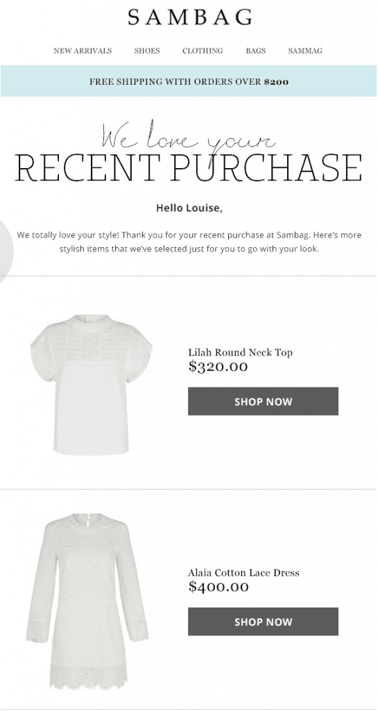 Cross -sell email template