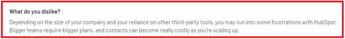 HubSpot’s Sales Hub cons