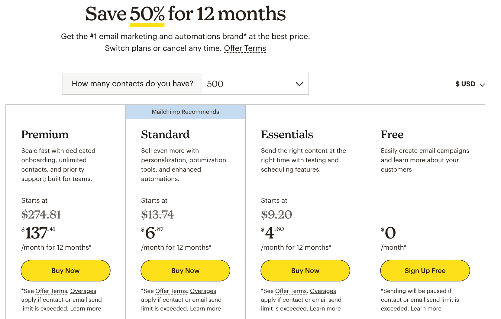 mailchimp pricing