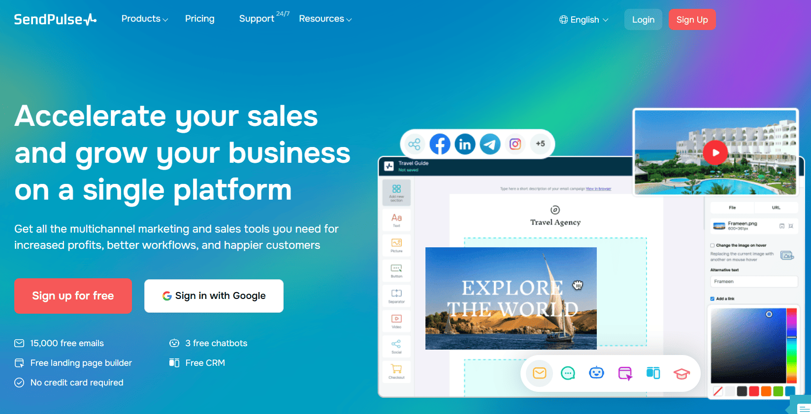 Screenshot of SendPulse automation homepage