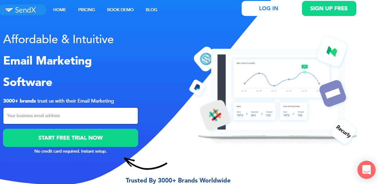 Screenshot of Sendx automation homepage